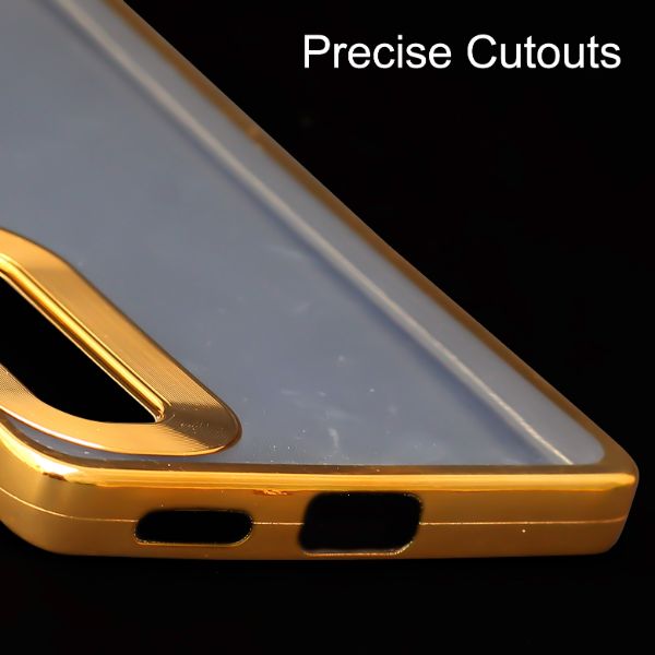 Gold 6D Chrome Logo Cut Transparent Case for Vivo V27 Pro 5G