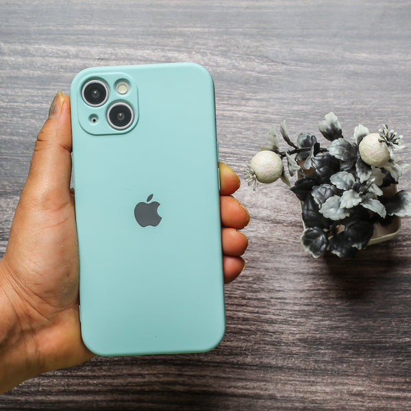 Light Blue Original Camera Silicone case for Apple iphone 15 Plus