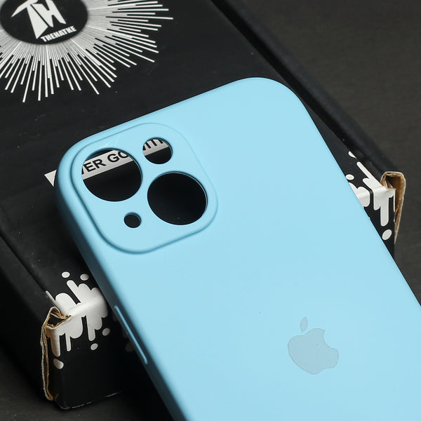 Sky Blue Original Camera Safe Silicone case for Apple iphone 14 Plus