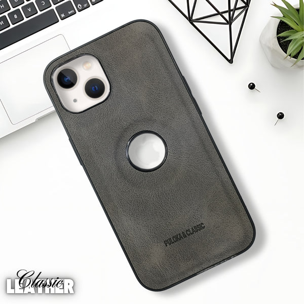 Grey Classic Leather Case for Apple Iphone 13