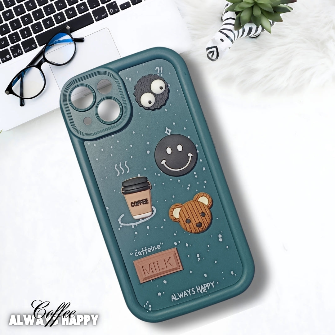 Green COFFEE (ALWAYS HAPPY) Silicone case for Apple iphone 13