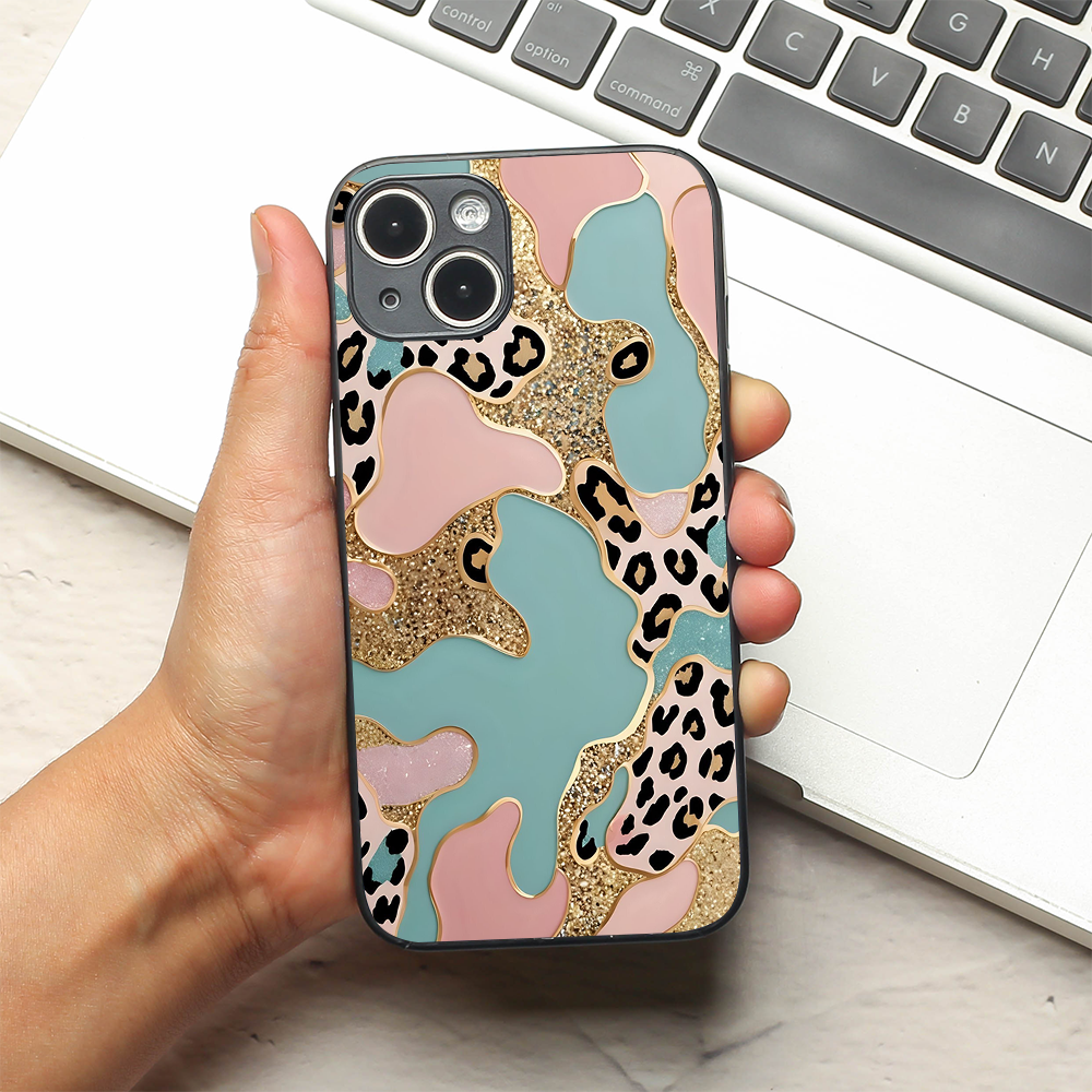 Leopard Luxe metal back case for Apple Iphone 14