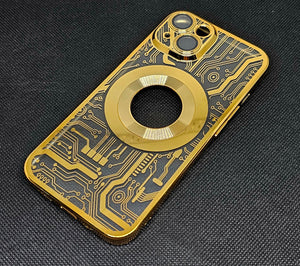 Golden Watch Machine Logo Cut Transparent Case for Apple Iphone 13