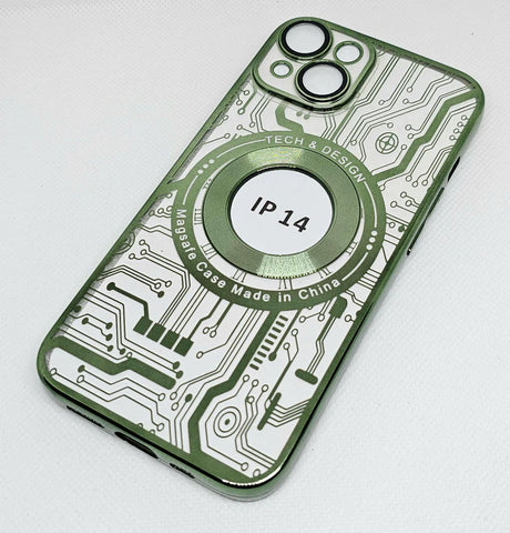 Green Watch Machine Logo Cut Transparent Case for Apple Iphone 13