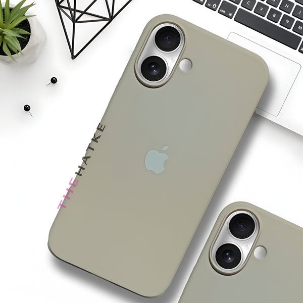 Light Brown Original Silicone case for Apple iphone 16 Plus