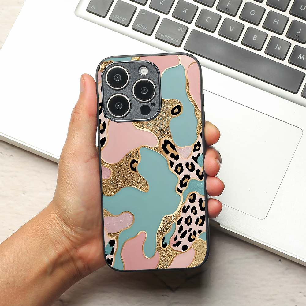 Leopard Luxe metal back case for Apple Iphone 16 Pro