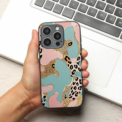 Leopard Luxe metal back case for Apple Iphone 16 Pro Max