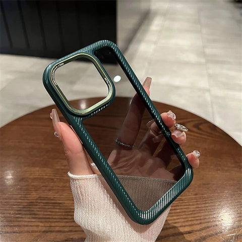 Dark Green Carbon Style Bumper Transparent Case for Apple iphone 11