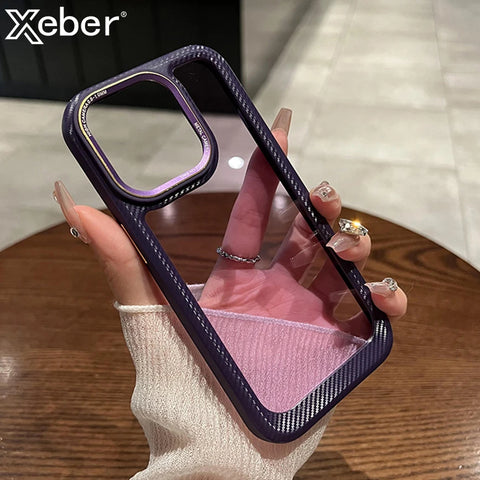 Purple Carbon Style Bumper Transparent Case for Apple iphone 11