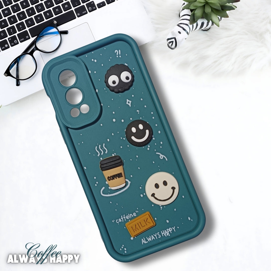 Green COFFEE (ALWAYS HAPPY) Silicone case for Oneplus Nord 2
