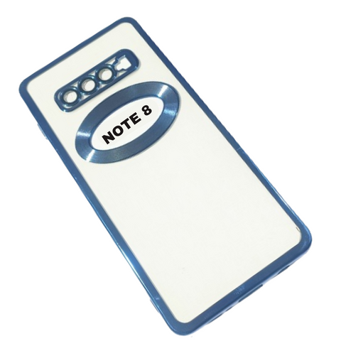 Blue 6D Chrome Logo Cut Transparent Case for Samsung Note 8
