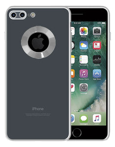 Silver 6D Chrome Logo Cut Transparent Case for Apple iphone 7 Plus