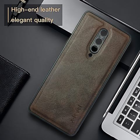 X-LEVEL Dark Brown Leather Case for Oneplus 8