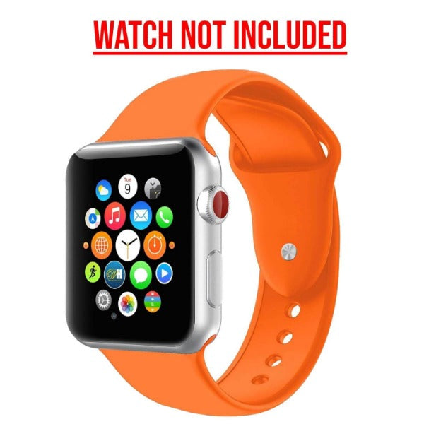 Orange Plain Silicone Strap For Watch Series SE 2020 (42mm/44mm/45mm/46mm/49mm)