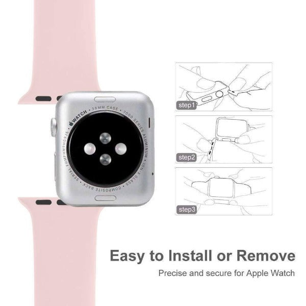 Peach Plain Silicone Strap For Watch Series 8 (42mm/44mm/45mm/46mm/49mm)