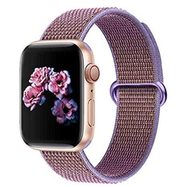 Purple Border Maroon Nylon Strap For Apple Watch Series 8 (38mm/40mm/41mm)
