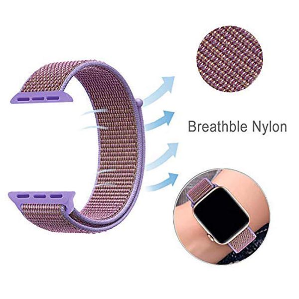 Purple Border Maroon Nylon Strap For Apple Watch Series 8 (38mm/40mm/41mm)
