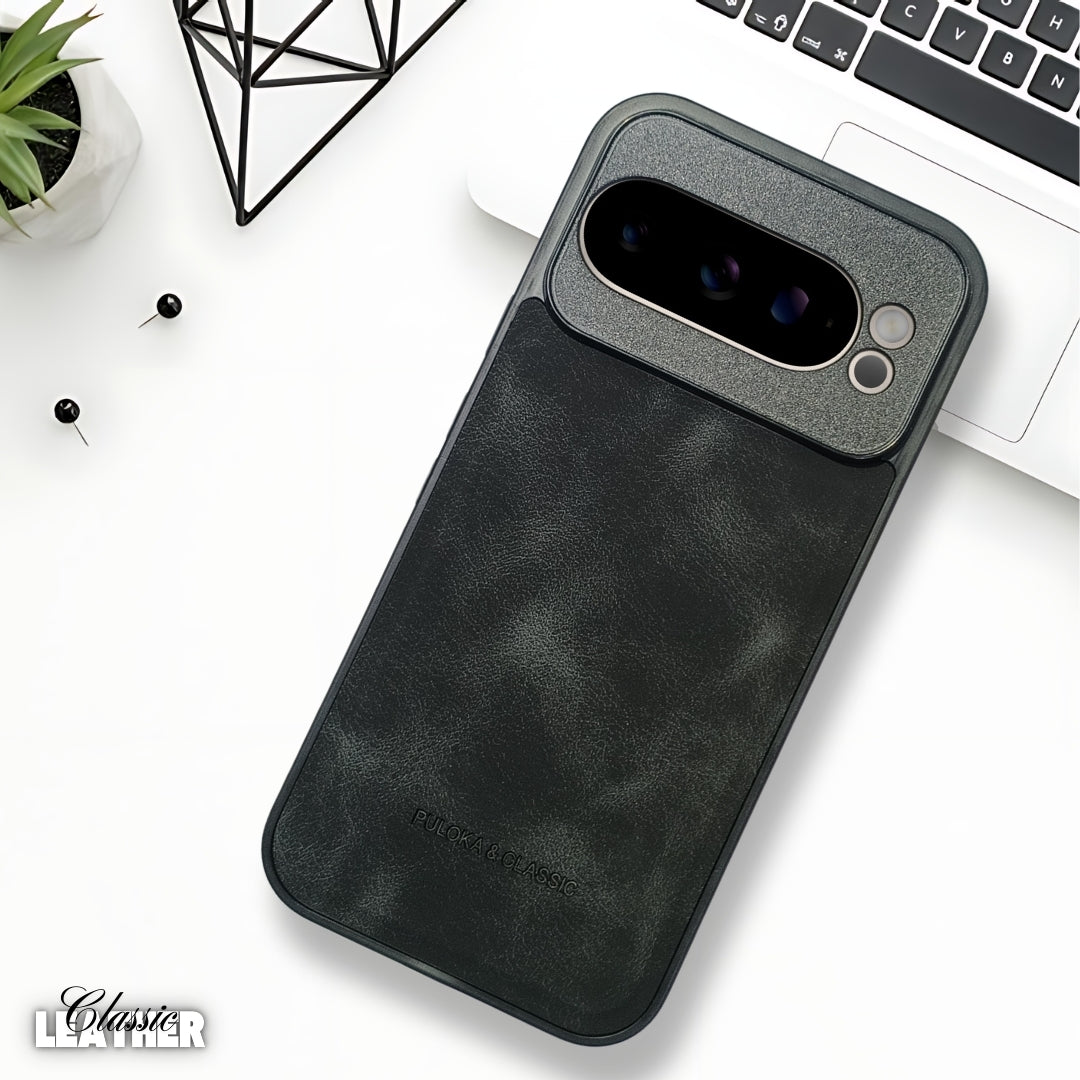 Black Classic Leather Case for Google Pixel 9 Pro