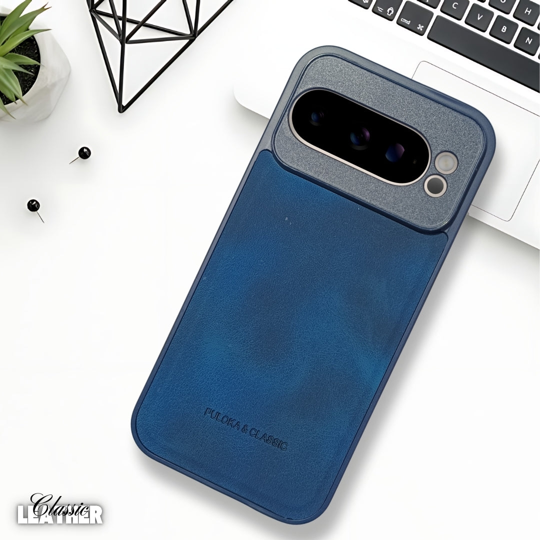Dark Blue Classic Leather Case for Google Pixel 9 Pro