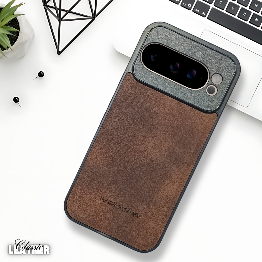 Dark Brown Classic Leather Case for Google Pixel 9 Pro
