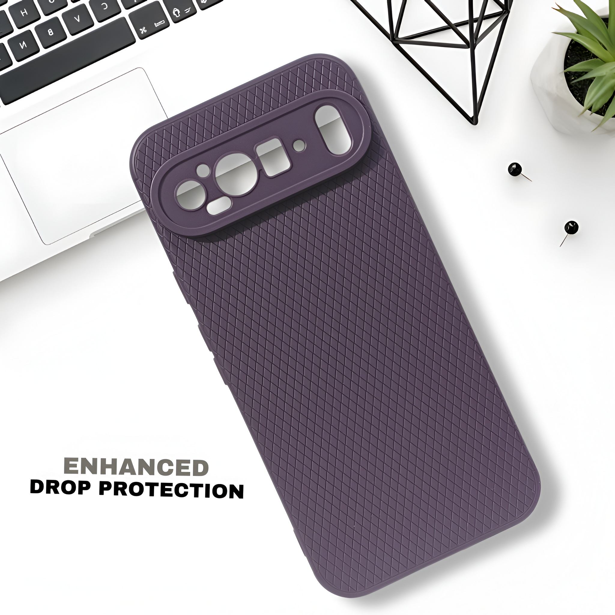 Deep Purple Line Wave Silicone Case for Google Pixel 9 Pro XL