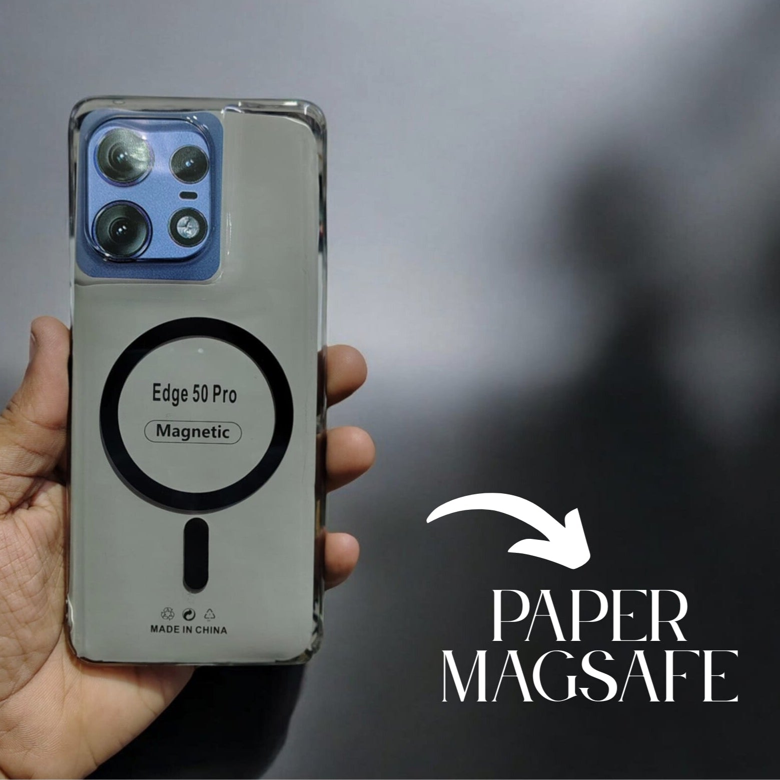 Black Shine Magsafe Transparent Case for Motorola Edge 50 Pro