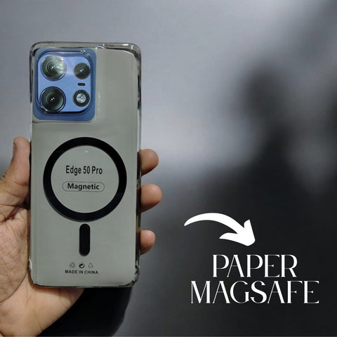 Black Shine Magsafe Transparent Case for Motorola Edge 50 Pro