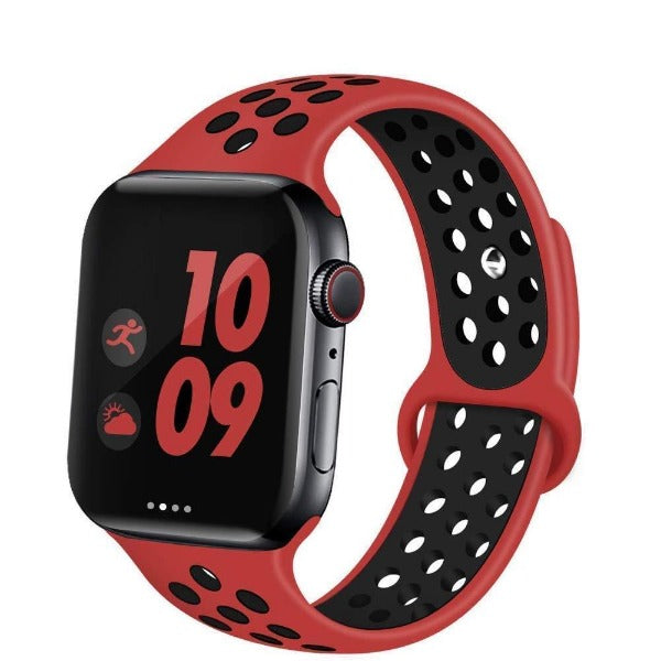 Red Black Dotted Silicone Strap For Apple Watch Series 3  (38mm/40mm/41mm)