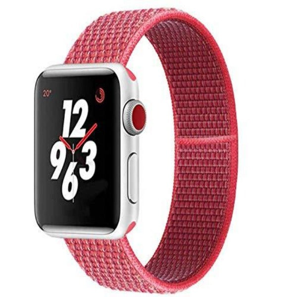 Red Nylon Strap For Apple Watch Series 8 (38mm/40mm/41mm)