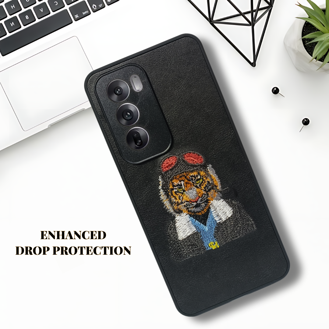 Black leather Black Red Cap Camera Ornamented for Oppo Reno 12