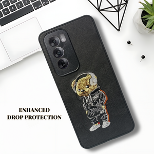 Black leather Headphone teddy Camera Ornamented for Oppo Reno 12