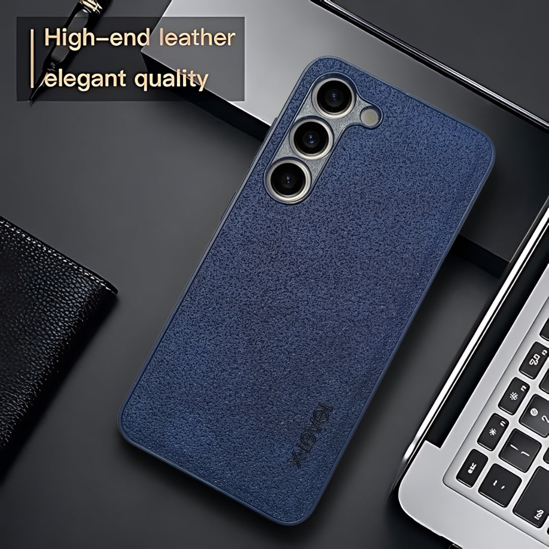 X-LEVEL Blue Leather Case for Samsung S23