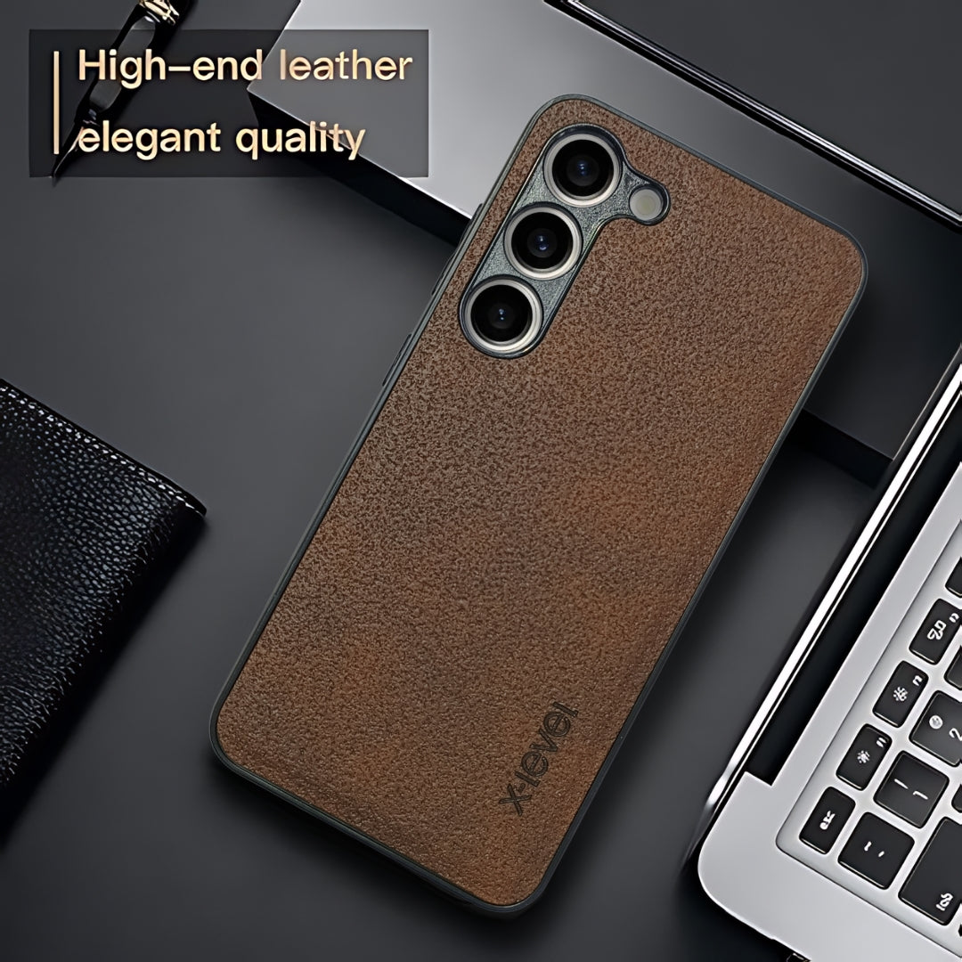 X-LEVEL Dark Brown Leather Case for Samsung S23