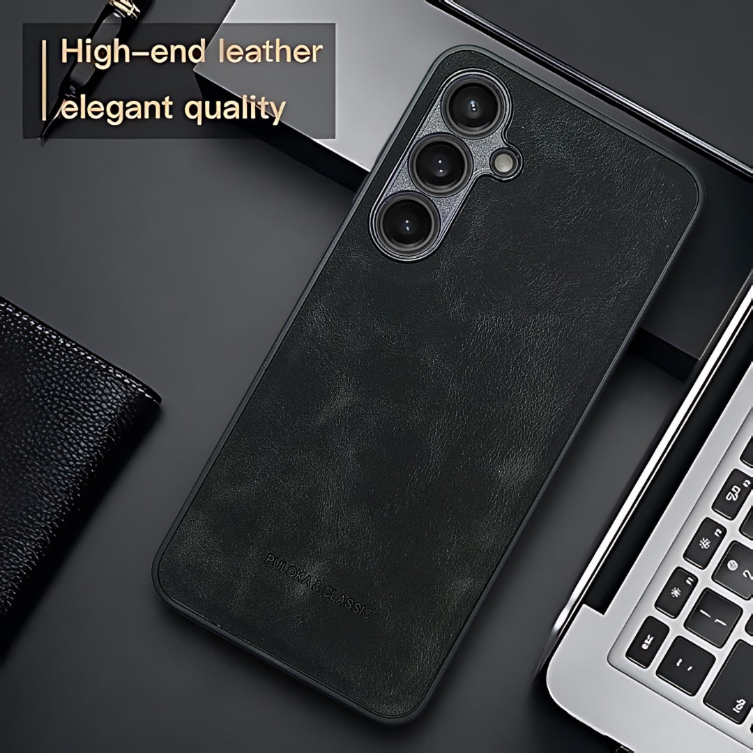 Black Classic Leather Case for Samsung S24 Fe