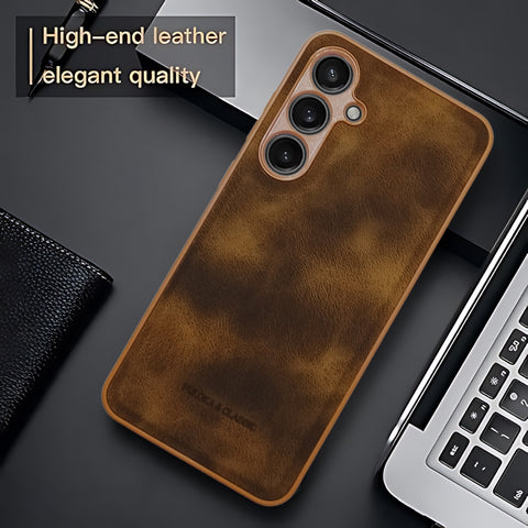 Brown Classic Leather Case for Samsung S24 Fe