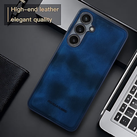 Dark Blue Classic Leather Case for Samsung S24 Fe