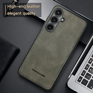 Grey Classic Leather Case for Samsung S24 Fe