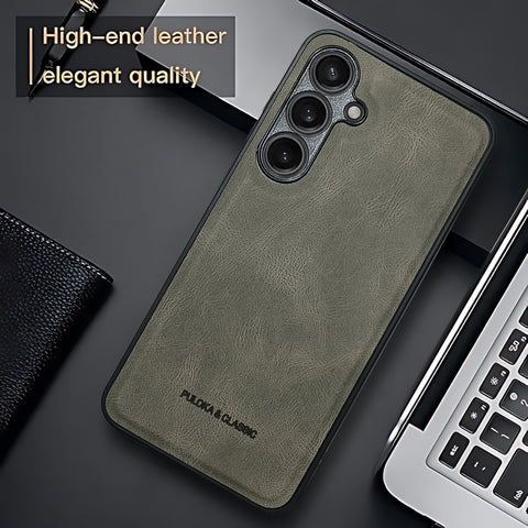 Grey Classic Leather Case for Samsung S24 Fe