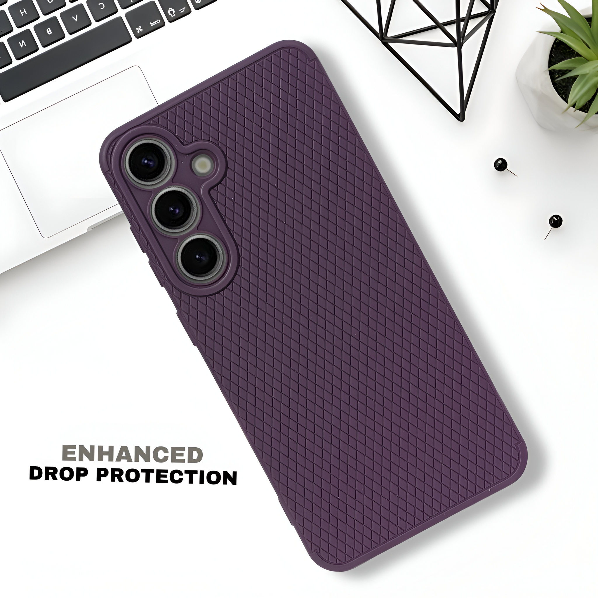Deep Purple Line Wave Silicone Case for Samsung S24