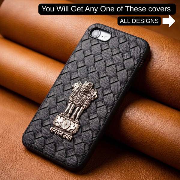 Black Satyameva Jayate embossed Leather Case for Apple iphone 7
