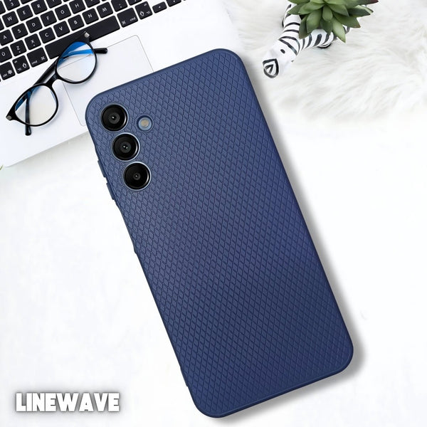 Dark Blue Line Wave Silicone Case for Samaung A18