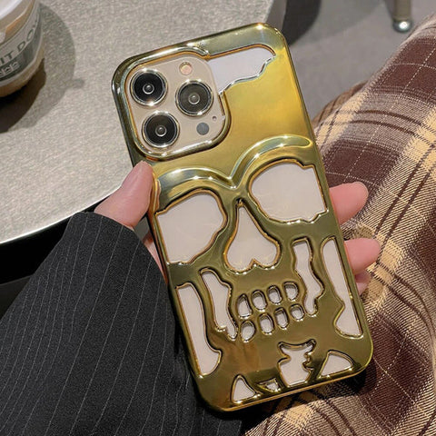 Golden Hollow Skull Design Silicone case for Apple iphone 14 Pro