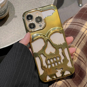 Golden Hollow Skull Design Silicone case for Apple iphone 13 Pro Max