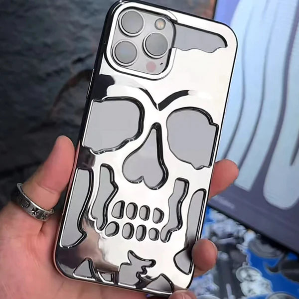Silver Hollow Skull Design Silicone case for Apple iphone 15 Pro