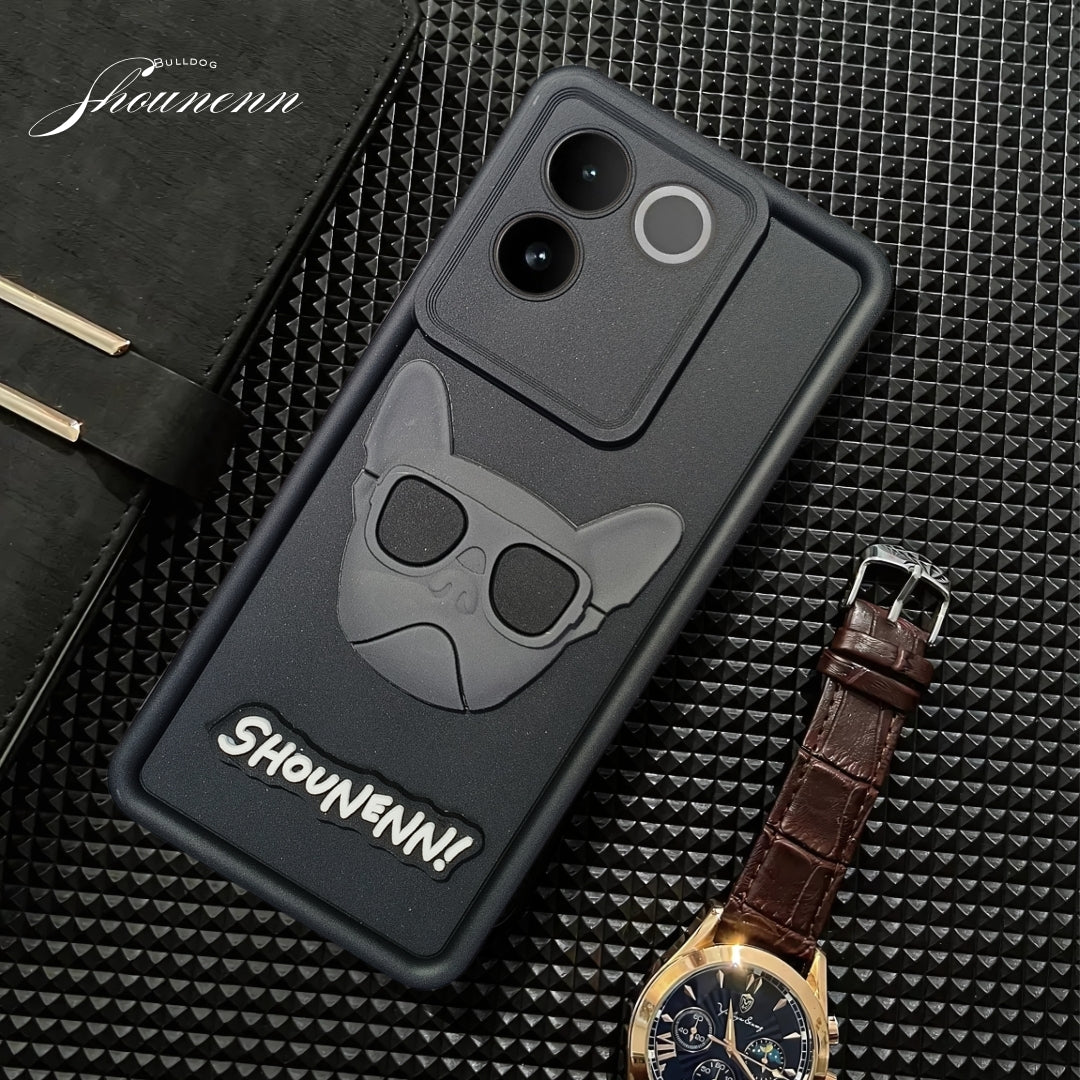 Black SHOUNENN BULLDOG Silicone case for Vivo T2 Pro