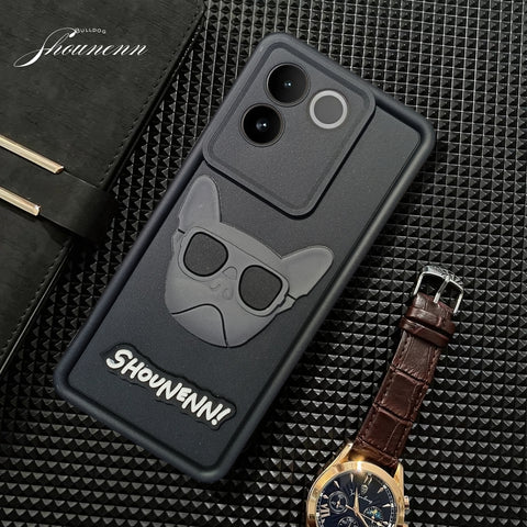 Black SHOUNENN BULLDOG Silicone case for Vivo T2 Pro