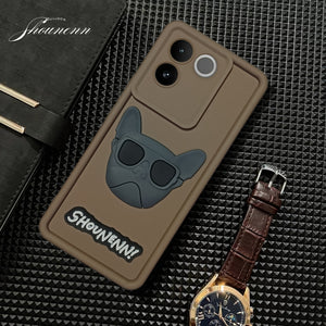 Dark Brown SHOUNENN BULLDOG Silicone case for Vivo T2 Pro