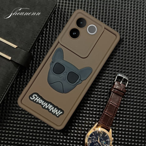 Dark Brown SHOUNENN BULLDOG Silicone case for Vivo T2 Pro