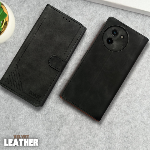 Velvet Black Flip Leather Case for Vivo T3X