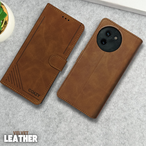 Velvet Brown Flip Leather Case for Vivo T3X